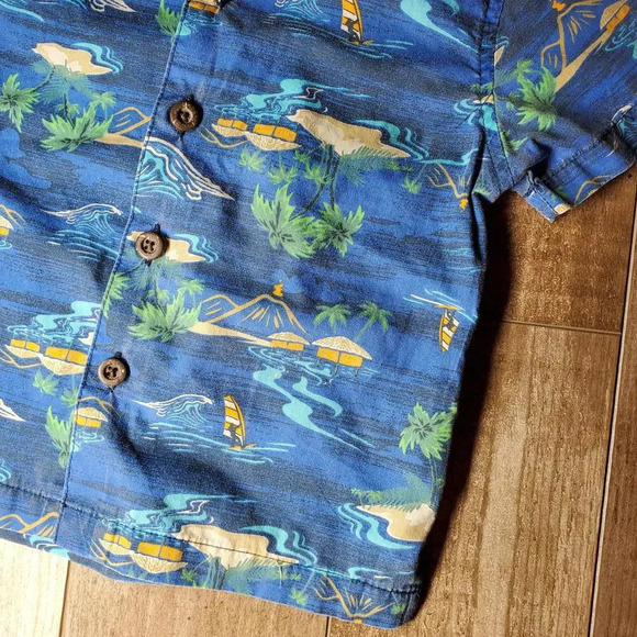 Faded Glory Boys Button Down Hawaiian Shirt Blue Tropical Size 18m NWOT - Picture 10 of 11